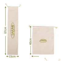 Storage Bags Bunched Bread Storage Bags Linen Bag Reusable French Baguette Dstring Home B3 Drop Delivery Garden Housekee Organization Dhdon