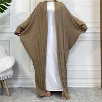 Winter Knitted Sweaters Bat Sleeve Cardigan Muslim Abaya Kimono Sweater Long Coat Islamic Clothing Turkish Tunic Abayas for Women Dubai