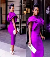 ASO EBI Style Cocktail Dresses African High Neck Purple Prom 2019 Mermaid Vintage Tea L￤ngd Arabiska formella aftonkl￤nningar Kl￤nning3665828