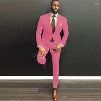 Costumes masculins 2022 Summer des hommes pour hommes 2 pièces Slim Fit Pink Wedding for Men personnalisé plus taille Blazer Robe Groom Tuxedo Veste