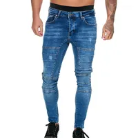 Herr jeans män adisputent denim män byxor mager hip hop streetwear casual solid smal stretch cyklist penna byxor1
