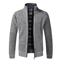 Men's Sweaters Top Quality Cardigan Autumn Winter Jacket Slim Fit Stand Collar Zipper Solid Cotton Thick Warm Sweater 221125