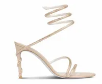 Rene caovilla Margot embellished suede Snake Strass stiletto Heel sandals Evening shoes women high heeled Luxury Designers Ankle W3881877