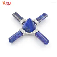 Pendant Necklaces Xinshangmie Fashion Lapis Lazuli Stone Healing Crystals 4 Point Pyramid Energy Generator For Home Decor