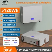 Powerwall 48V 5KW 100Ah LiFePO4 Battery Pack 6000 Cycles 16S 100A BMS With CAN RS485 COM For Solar Off On Grid 10-Year Warranty