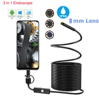8MM Mini Endoscope Camera USB Waterproof 1-10M Hard Soft Cable Snake Tube Inspection Borescope Cameras For Android Smartphone PC Loptop Notebook 6LEDs