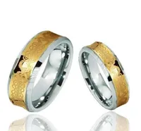18 K Couple plaqu￩ or039s Anneaux de tungst￨ne High Polish Concave Celtic Style Bijoux Rings7755189