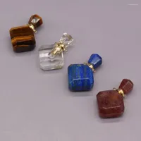 Pendant Necklaces 4PC Clear Quartz Lapis Lazuli Natural Stone Prismatic Perfume Bottle Diffuser Making JewelryDIY Necklace Accessorie Gift