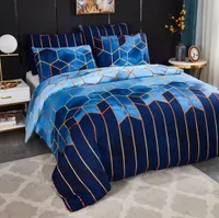 Bedding Sets 3PCS Household Light Luxury Style Gilt Line Geometric Quilt Cover Kit Set5226630