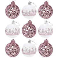 Christmas Decorations 9pcs Balls Xmas Tree Hanging Pendants Shiny Ball Drop Ornament Home DIY Decor Accessories 221125