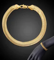 New 8mm Snake Chain Bracelet Good Quality Gold Filled Soft Bone Link on Hand Fashion Party Christmas Gifts for Women Men 21cm2575321