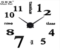 2019 Grand Mirror Wall Clocks Design moderne pour cadeau 3D DIY Big Watch Stickers Wall Decor Home Regio de Parede LJ201211