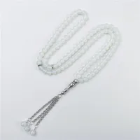 Strand Muslim Tasbih Prayer Beads Islam Tesbih 99 Crystal Opal Stone Beaded Silver Charm Bracelets Men Jewelry
