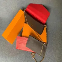 Pochette Felicie Crossbody handbag chain bags three-piece wallet card bag shoulder bag dinner messenger bag letter plaid handbag N3093