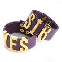 Strand Harleen Quinzel Cosplay Bracelet Unisex Yes Sir Letter Leather Wristband Punk Gothic Strap Bangle Jewelry Props