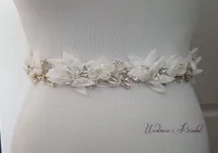 Flores de cuentas exquisitas hechas a medida cintur￳n de bodas para accesorio de boda nupcial Cristales de diamantes de diez rianas Fajas de boda con cinta8097784
