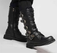 Boots Men Leather Motorcycle Midcalf Military Combat Gothic Belt Punk Shoes Tactical Army Boat 2208059802718