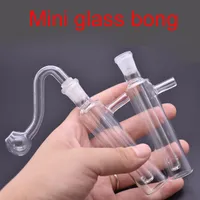 Wholesale Protable Mini 4inch 10mm female Thick heady Inline Perc water dab rig bong with glass oil burner bowl and silicone hose