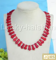 Chains JQHS Natural 17" Carved Flower Red Coral Necklace 18KGP Clasp J13259