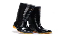 Men Fashion Rain Boots Thin section Black Chains Waterproof Welly Plaid KneeHigh Rainboots 2016 New Fashion Design Tall 1882835