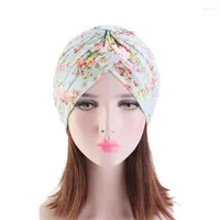 Berets Ethnic Style Cotton Turban Hat Print Women Muslim Bonnet For Sleep