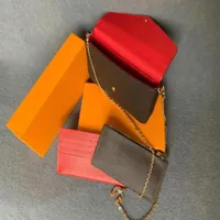 Pochette Felicie Crossbody handbag chain bags three-piece wallet card bag shoulder bag dinner messenger bag letter plaid handbag N338s
