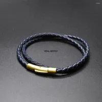 Strand 5Pcs Lot Custom Logo Genuine Braided Leather Bracelet Men For Women Jewelry Multilayer Clasps Bracelets