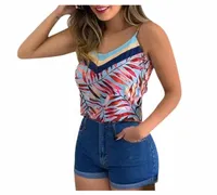 FEMMES039S Tanks Camis Jaycosin Fashion Femmes Summer Vneck Vest Leaf Print Tops Tops Dames Sans manches Blouse Casual Clothing 9607742