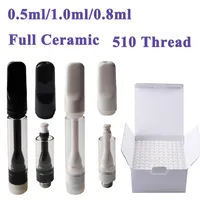 0.5ml 1.0ml 0.8ml Full Ceramic Atomizers TH205 Vape Cartridges White Black 510 Thread Vapes Carts Empty Pods Thick Oil Cartridge With Foam Packaging