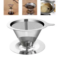 Coffee Filters Filter Holder Reusable Double Layer Pour Over Coffees Dripper 304 Stainless Steel Mesh Espresso Tea Strainer Basket Tools
