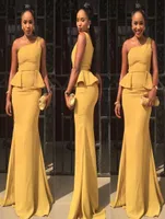 2019 Daffodi Yellow Evening Dress One Shoulder Peplum Long Special Dress Dress Prom Party 가운 플러스 Size Size Destidos de Fes5283623