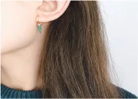 Vintage Greenstone Triangle Tassel Drop Earrings Long Chain Dangle Drop Earrings for Women Pendientes Brincos Jewelry Womens6490028