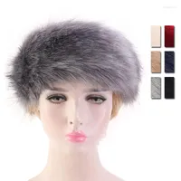 Berets Winter Thick Fluffy Headband For Women Men Fur Hairband Russian Furry Earmuffs Elastic Turban Wide Headwear Ski Hats Accessories
