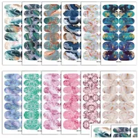 Stickers Decals Fl Wrap Nail Polish Stickers Gradient Marble Color Decal Strips Manicure Salon Supplies Drop Delivery Health Beauty Dhpxf