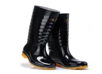 Men Fashion Rain Boots Thin section Black Chains Waterproof Welly Plaid KneeHigh Rainboots 2016 New Fashion Design Tall 3468933