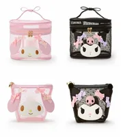 HKSNG Cute Transparent Clear Makeup Bag Mini Small Storage Organizer Kawaii Pink Mesh Travel Cosmetic Beauty Case W2204024054605