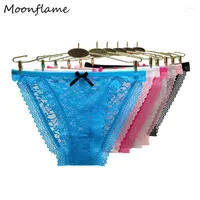 Women's Panties Moonflame Lace Women Fashion Lingerie Briefs 5pcs lot High Quality Low Waist Sexy Transparent Underwear 89442