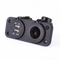 CAR Guaranteed 100 For ATV Dual USB Charger Sockets with Cigarette Lighter Power Socket For Car Truck Motorcycle Boat