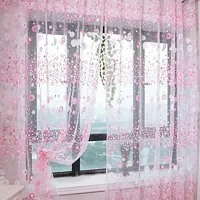 Curtain Fashion Printing Floral Pattern Sheer Tulle Panel Drapes Curtains For Kids Bedroom Living Room Design Decoration