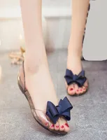 Adult Melissa Woman Sandals Flat Shoes Woman Summer Flat Sandals Transparent Open Toe Jelly Shoes Women Casual Bow Clear Sandals Y9982389