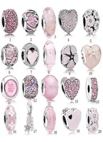 S925 Sterling Silver Beads Charm Bracelet Love Pink Crystal DIY Bead For Bracelets Jewelry9587699