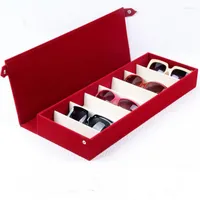 Jewelry Pouches High Quality Velvet Storage 8 Grids Display Glasses Case With Lids Eyeglass Sunglasses Stand Box Holder Makeup Organizer