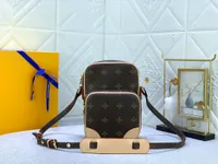 HH Designer Danube canvas men women mini bag genuine calf leather shoulderbag purse clutch evening crossbody handbag tote briefcase M45254 M45236