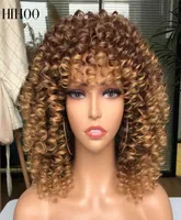 Haarsynthetische Perücken Cosplay Afro Kinky Curly Perücken mit Pony Short Synthetic Perücken für schwarze Frauen Omber Brown Blonde Glueless cospl6483962