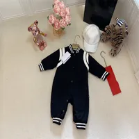 Baby Designer Black Jumpsuit Autumn And Winter Children's Fashionable Splicing Long Sleeve Single Breasted Fleece One-Piece Suit Kids Clothing