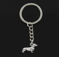 Fashion 30mm Key Ring Metal Key Chain Keychain Jewelry Antique Bronze Silver Color Plated Dog Dachshund 20x15mm Pendant3372110