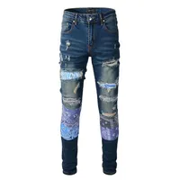 20SS Mens Designer Jeans Distressed Ripped Biker Slim Fit Motorcycle Denim For Men s Top Quality Fashion jean Mans Pants pour homm268N