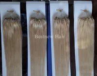 Lummy Micro Ring Loop Beads Remy Human Hair Extensions 18Quot26Quot 1GS 100SPACK 613 BLEACHブロンドシルクストレート6381641