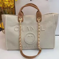 Classic Women's Luxury Evening Bags Ch Brand Canvas Handbag Fashion Pearl Beach Hand Bag Designer Female Large Backpack Small Packs Portable Shopping Handbags 27t8