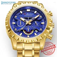 Wristwatches Fashion 2022 Mens Watches Top Gold Full Steel Quartz Watch Men Waterproof Sport Chronograph Relogio Masculino